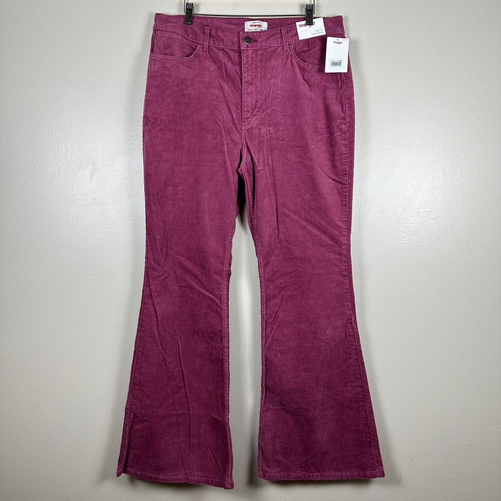 Wrangler Women's 16x32 Fierce Flare Pants Pink High Rise Corduroy 70s Hippie NEW